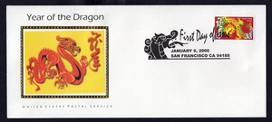 USA 2000 FDC Cover. Chinese Lunar Year of The Dragon, Silk Cachet - Picture 1 of 2