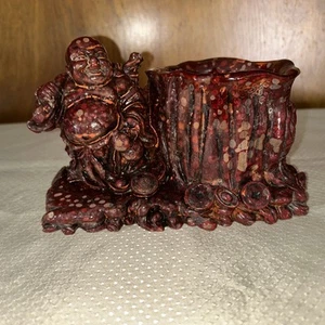 Vintage Chinese Resin Laughing Happy Buddha Figure Statue Planter - Picture 1 of 6