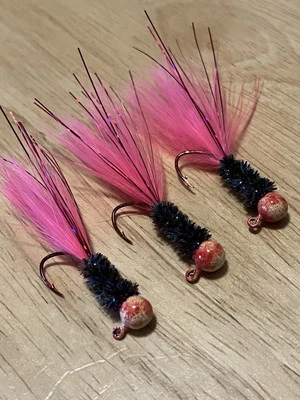 Three hand tied 1/16 crappie jigs  - Image 1 of 2