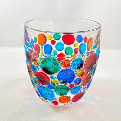 NORTHERN LIGHTS GALLERY Venetian Glass Kaleidoscope Whiskey Glass - Handmade in Italy, Murano Glass