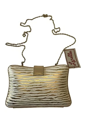 VTG Gold Animal Print Clam Shell Chain Strap Convertible Clutch Purse - Image 1 of 4