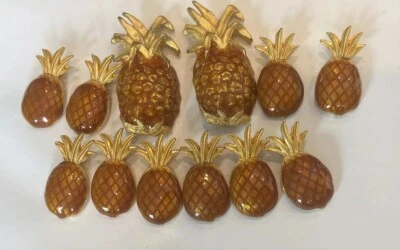 Lot 12 Gold Metal Pineapple Buttons 2 sizes - Image 1 of 4