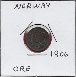NORWAY 1 ORE 1906 RULER HAAKON VII,DEN NORSKE LOVE,THE NORWEGIAN LION,Le - Picture 1 of 2