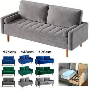 Couch 2/3 Sitzer Samt Sofa mit 2 Kissen Getuftetes Loungesofa Modern Sofacouch - Bild 1 von 105