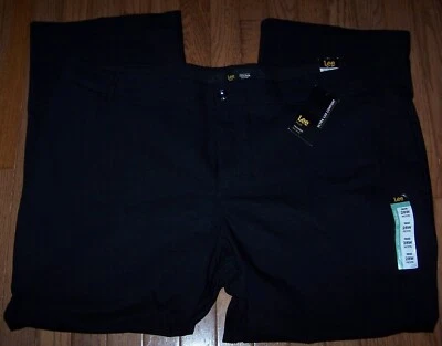 LEE Women's Plus Mid-Rise Flex Motion Regular Fit Trouser Pant-Size 28W BLACK - Image 1 of 4