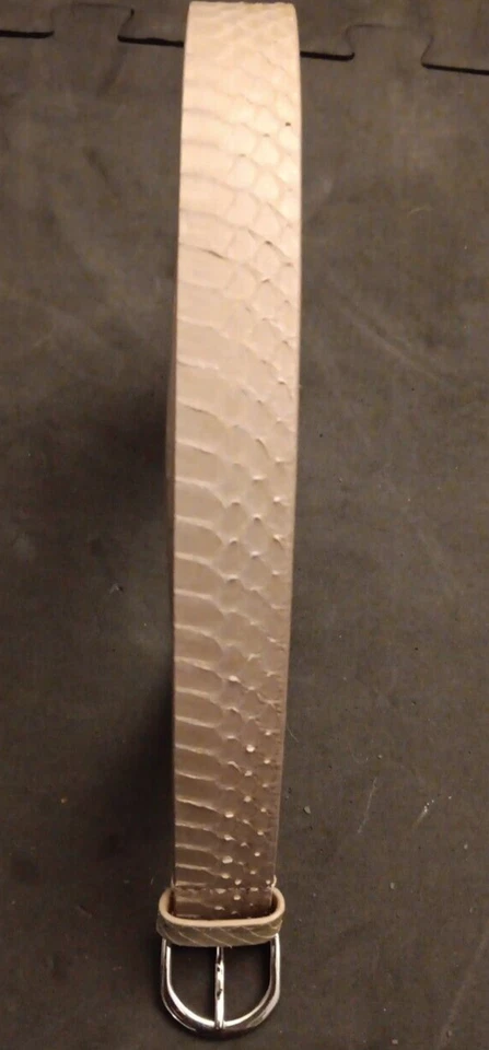 Cinturón Mujer Med J.Crew Beige Piel de Serpiente Genuina AO437 Foto 1 de 4