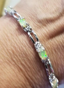 Fiery Opal 7.5 Inch Ladies Tennis Bracelet 925 Sterling silver - Picture 1 of 6