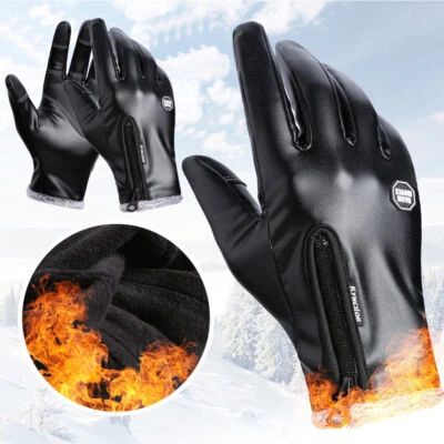 Cold Weather Leather Lined Warm Winter Insulated Work Gloves for Men Women