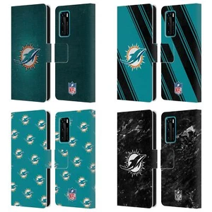 OFFICIAL NFL MIAMI DOLPHINS ARTWORK LEATHER BOOK CASE FOR HUAWEI PHONES - Picture 1 of 10