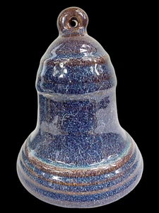 Indoor Outdoor Large Ceramic Pottery Bell Speckled Blue Garden NEW 9" Heavy - Picture 1 of 11