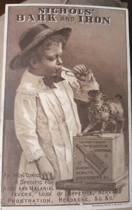 Boston Ma Nichols Bark & Iron tonic trade card 1871 pubblicità tonico - Foto 1 di 7