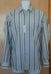Men's Striped Classic Fit Long Sleeve Cotton Blend Casual Shirts Gray Multi - Picture 1 of 3