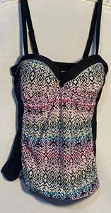 Free Country | Damen Größe S (4-6) | Schwarz/Mehrfarbig Print Badeanzug Tankini Oberteil - Bild 1 von 8