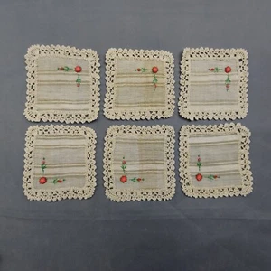 Juego de 6 posavasos Cup Mat Pad tapetes de encaje bordados 12x12 cm (4,5 "x ... - Imagen 1 de 9