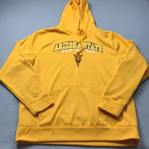 Arizona State Sundevils Hoodie Mens XL Yellow Sweatshirt Fleece Pullover Logo Cover