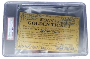 Boleto dorado firmado por Willy Wonka All Kids x5 PSA autenticado - Imagen 1 de 1