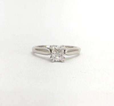 14K White Gold .57ct Diamond Radiant Solitaire Engagement Ring N639 - Image 1 of 4