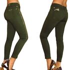 $215 Seven 7 For All Mankind Crop Skinny Army Green Khaki Leg Zipper Jeans 26-28