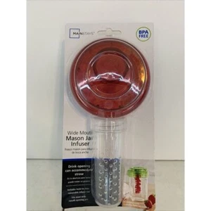 Infusor de tarro de albañil de boca ancha rojo tapa de 3,66" de diámetro sin BPA - Imagen 1 de 2