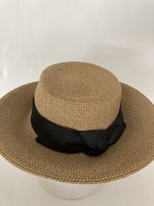Eric Javits Womens Natural and Black Squishee Sun Hat