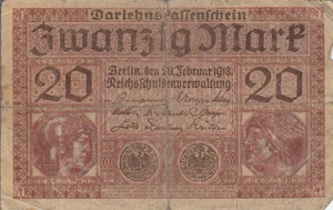 Deutschland - Darlehenskassenschein 1917-1918 Ausgabe 20 Mark, S 57 - Bild 1 von 2
