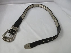 Vintage Cowboy Western (?) Bonded Leder Nieten Metall Gürtel Herren Größe 34 - Bild 1 von 13