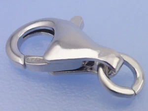 Echt 925 Silber Karabiner Verschluss rhodiniert 11 / 13 / 16 / 19 mm mit Öse - Bild 1 von 7