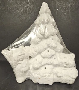 Árbol de Navidad de cerámica sin pintar osos regalos 9" - Imagen 1 de 9