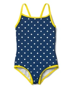 Nuovo costume da bagno Mini Boden blu profondo e avorio a pois taglia 11-12 anni - Foto 1 di 3