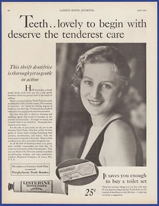 Vintage 1931 LISTERINE Tooth Paste Dental Hygiene Art Décor 30's Print Ad - Picture 1 of 1