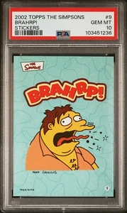2002 THE SIMPSONS STICKERS BARNEY BRAHRP! #9 TRADING CARD PSA 10 GEM MINT POP 2 - Picture 1 of 4