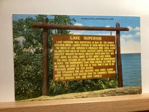Sign at Lake Superior in Beautiful Keweenaw Land: Vintage Postcard - Picture 1 of 3