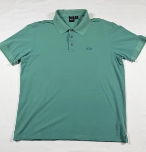 Polo Hugo Boss verde XL uomo Pima cotone manica corta designer camicia casual - Foto 1 di 10