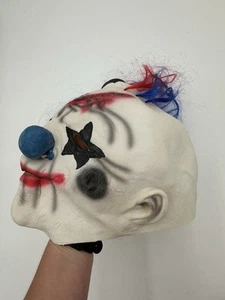 Orribile Maschera Pagliaccio Joker Bianco Nero con ciocche di capelli Maschera Halloween  - Foto 1 di 14