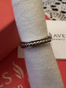 James Avery Ring nicht mehr hergestellt 14kt Gold und Sterlingsilber 925 gedrehtes Seil Größe 5 - Bild 1 von 10