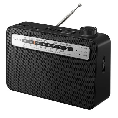 Portable AM FM Radio with Bluetooth Speaker, AC Plug in/USB C Black - Image 1 of 4