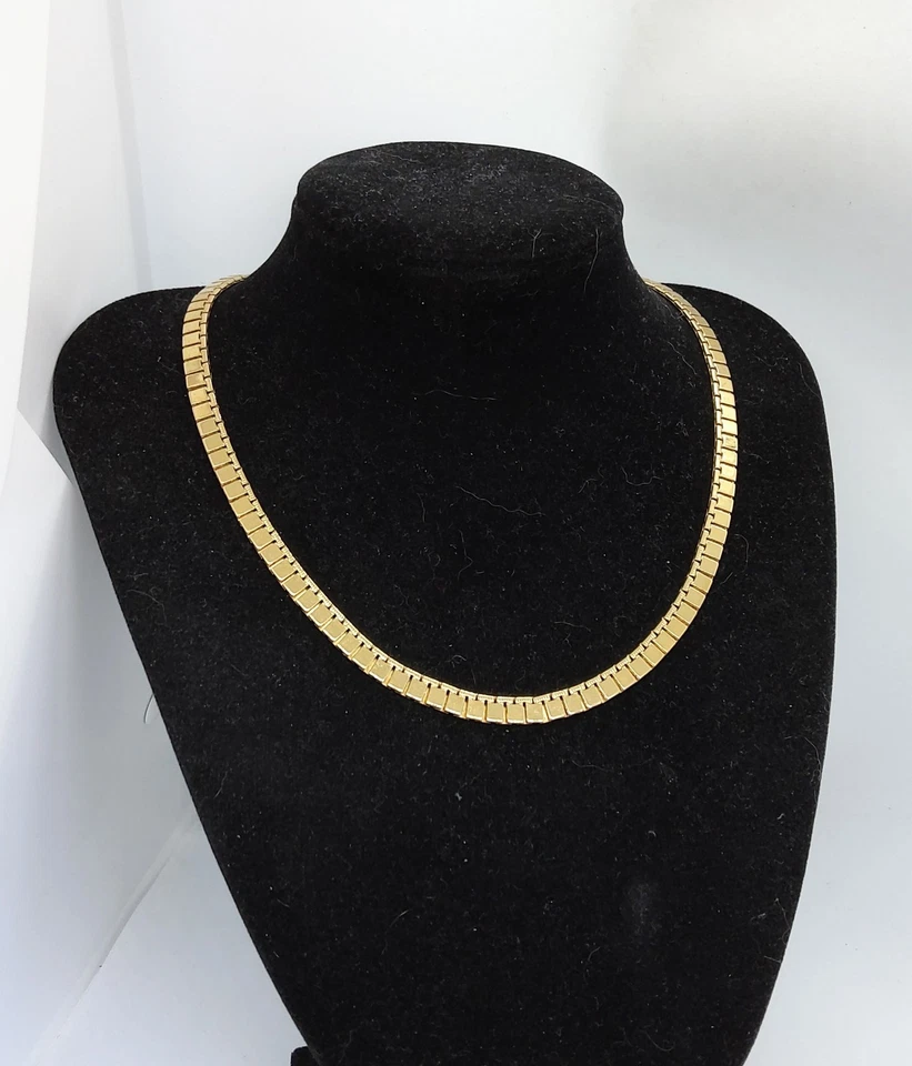 MONET Gold Plated Panel Link Collar Necklace  17 1/4" Foto 1 de 1