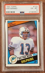 1984 Topps #123 Dan Marino Miami Dolphins Original Rookie Football Karte PSA 6 RC - Bild 1 von 2
