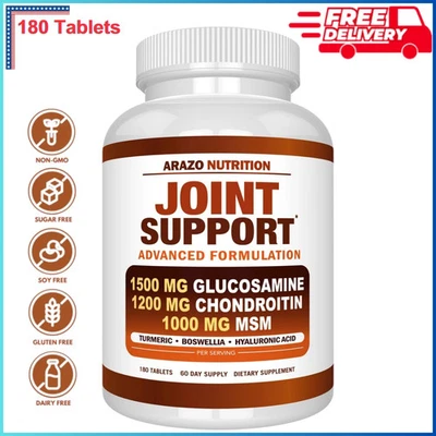 Arazo Nutrition Glucosamine Chondroitin Turmeric MSM Boswellia Joint Support 180 - Image 1 of 4