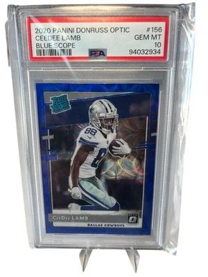 Mira telescópica Donruss Optic Blue Prizm #156 2020 CeeDee Lamb Cowboys radiocontrol novato PSA 10 Foto 1 de 2