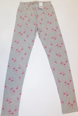 GAP Girl's Leggings Gray Pink SIZE M/8 & XL/12 Graphic Flamingos Cotton Span NEW - Image 1 of 4
