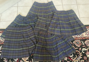6 Flynn O'Hara Blue Green Plaid Size 18 Pleated Uniform Skirts Elastic Waist