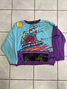 1988 Peter Max Art Save The Oceans Reversible Sweatshirt Women’s Adult Small VTG - Picture 1 of 12