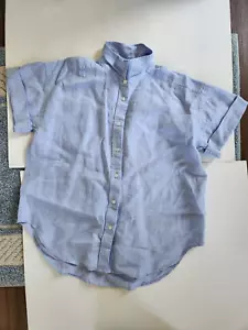 J.Crew Baird McNutt Irish Linen Button Down Short Sleeve Shirt Blue Women’s S - Picture 1 of 6