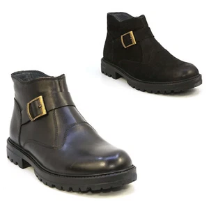 Botas para hombre Elegantes Siena de cuero negro forradas de piel sintética clima frío - Imagen 1 de 18