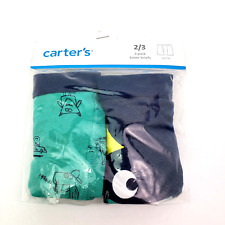 Carters Boys Size 2/3 Blue Green Monsters Tag Free Boxer Brief Underwear 2 Pack