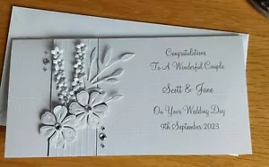 Personalised Handmade Wedding/Anniversary Gift/Money/Wallet Card DL Size Silver - Picture 1 of 6