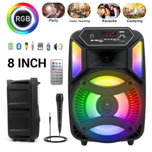 8" 1000W Portable Bluetooth Speaker Sound System DJ Party PA Remote FM USB LED - Picture 1 of 16