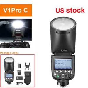 US Godox V1 V1Pro C TTL HSS Li-ion Round Head Camera Flash Speedlite for Canon - Picture 1 of 20