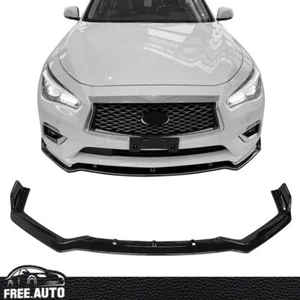 Fits 18-23 Infiniti Q50 Sport Front Bumper Lip Spoiler Splitter Gloss Black 3PC - Picture 1 of 10